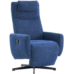 Relaxsessel 67x80x110 mit Liegefunktion, Chenille-Stoff, Verstellbare Rückenlehne, Fußstütze, 360° Drehbar, Gepolstert, Blau