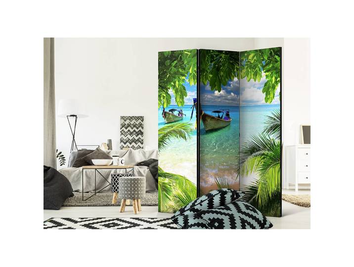 Paravent Tropical Paradise Fleece Multicolor 135 x 172 x 3cm 3-teilig