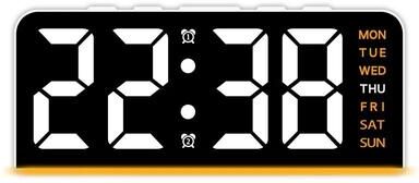 Uplifted Finds Modern Wide View Digital LED Desktop Clock white Shell orange
