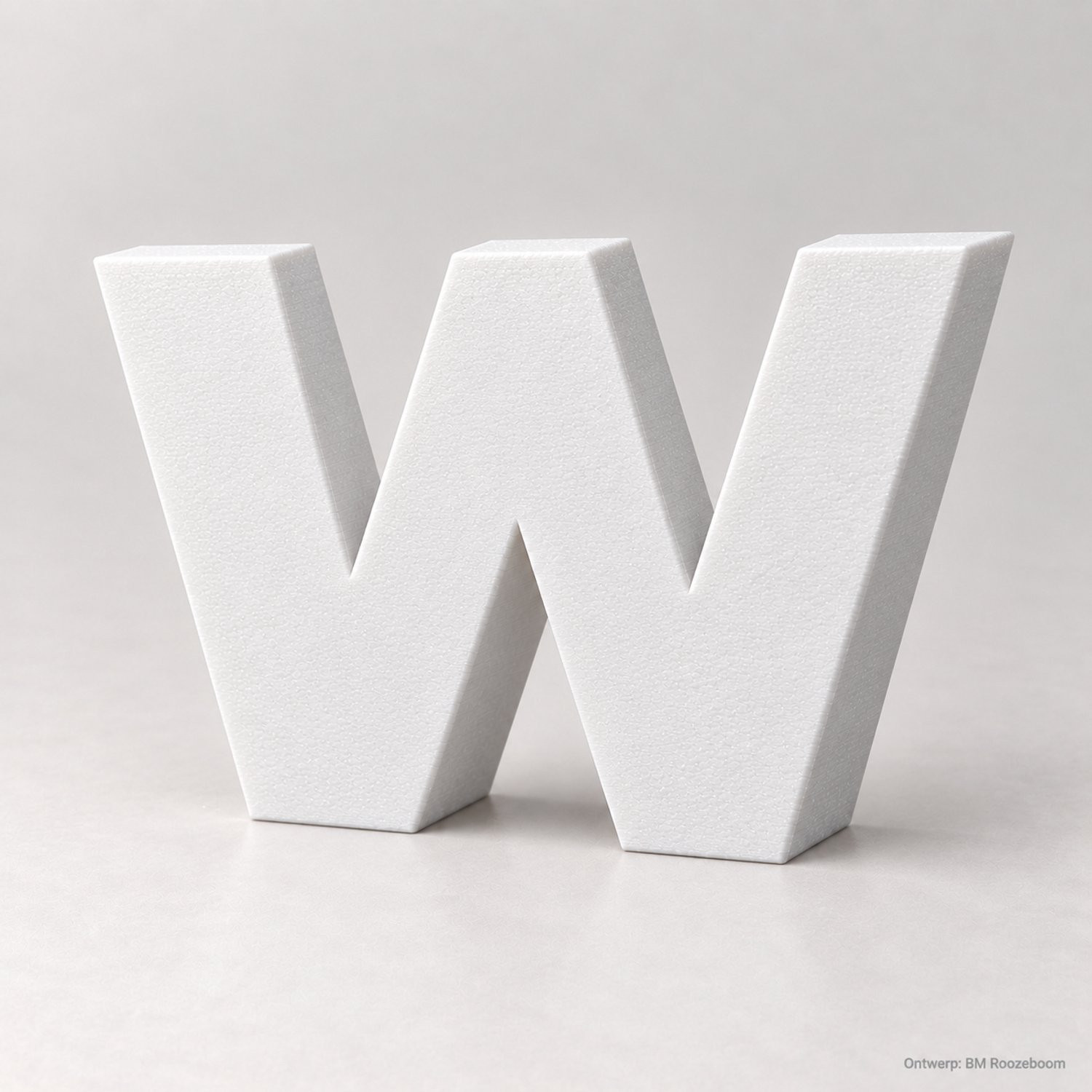 BM Roozeboom Letter W Montserrat ExtraBold Wit 3D-geprint PLA Hoogte: 100 mm, Diepte: 30 mm
