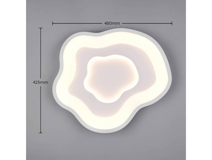 Reality Leuchten Deckenlampe Nube, dimmbar, weiß / opal, für Wohn- / Esszimmer, Metall, Modern, Deckenlampe