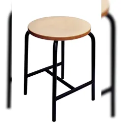 PROREGAL Stapelhocker Oakland High | HxØ 55x35cm | Tragfähigkeit 110kg | Buche-Sitz | Stahlfüße H-Strebehocker | Buche