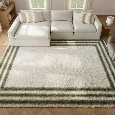 Nourison Pacific Shag Plush Contemporary Bordered Indoor Rug