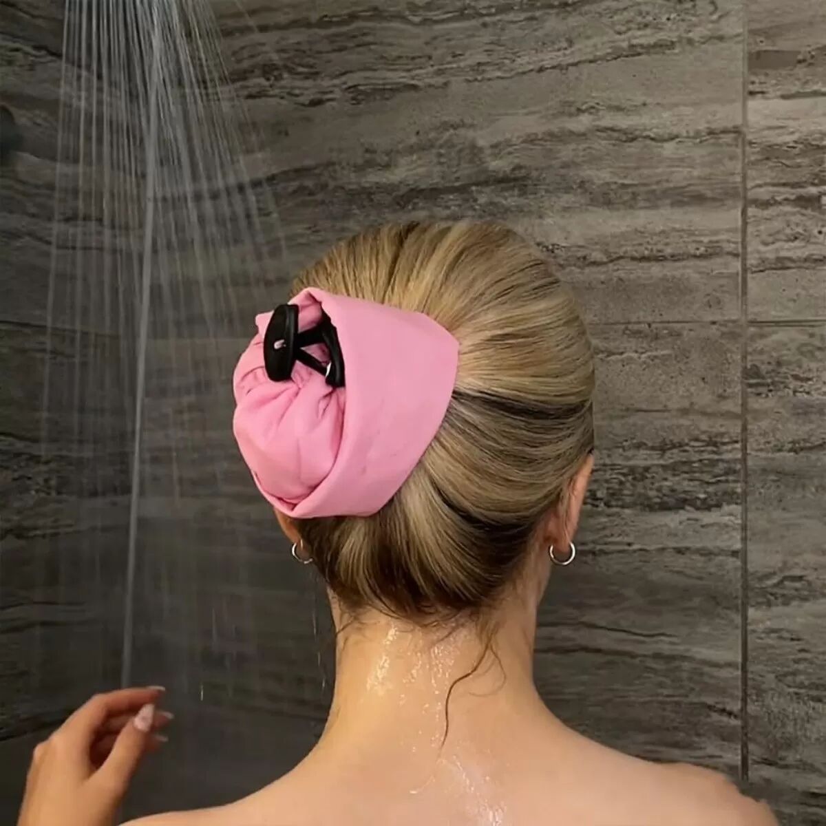INF Duschhaube für langen Pferdeschwanz - Polyester-Pferdeschwanz-Haubenabdeckung zum Waschen, Haarpflege und täglichen Gebrauch Rosa