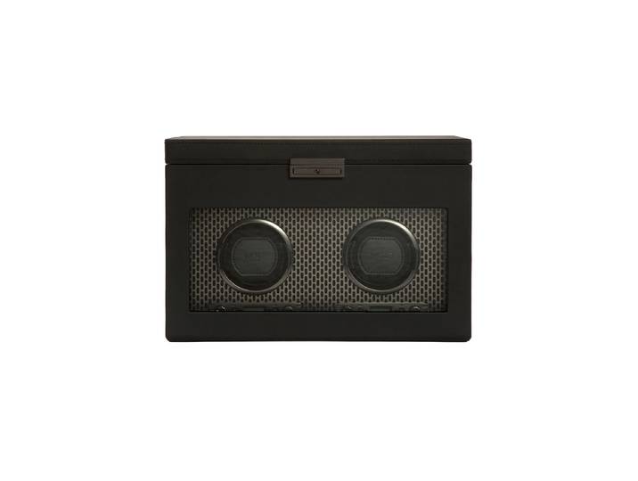 Uhrenbeweger „Axis Double Watch Winder“ mit Schmuckfach und Reise-Etui Leder Schwarz WOLF