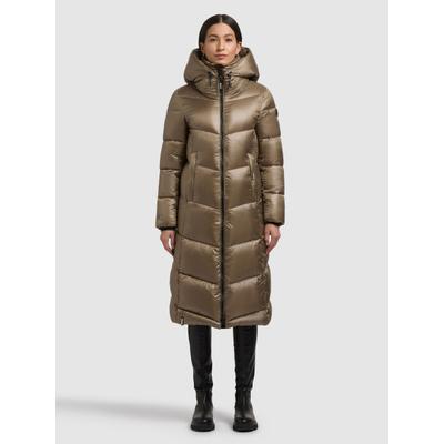 Steppmantel KHUJO "RABIA 2IN1 (EINSATZ HERAUSNEHMBAR)", Damen, Gr. S, braun (cane braun), 100% Nylon, unifarben, regular fit knielang, eingesetzt elastischer Bund mit Windstopper, Mäntel Steppmantel