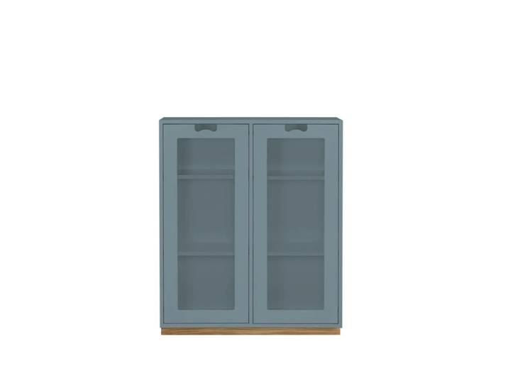 Asplund Vitrine Snö E Nordic blue, support en chêne, dj.30 cm