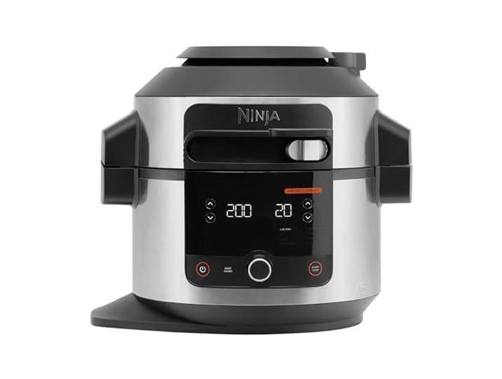 Ninja Foodi Multicuiseur avec SmartLid\, 11-en-1\, 6L\, Multifonctions Autocuiseur\, Cuisson sous pression\, Friteuse à air\, Vapeur combinée\, Mijoteuse\, Griller\, Cuire\, Acier - OL550EU