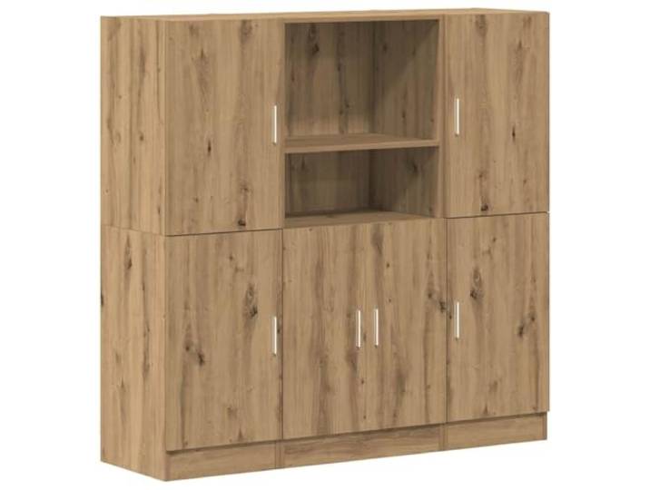 KDVXBCQJH 3-tlg Küchenschrank Set, Artisan-Eiche Holzwerkstoff 133 cm Stabiles 3er Aufbewahrungsmöbel aus Holzwerkstoff mit verstellbarem Türanschlag für Küche, Büro und Gastronomie.