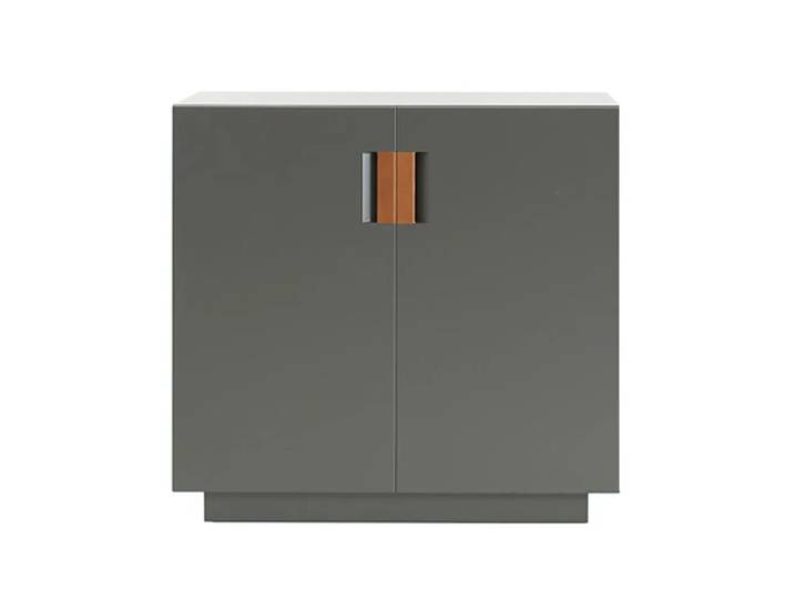 Asplund Frame 80 Low Schrank Taupe, Leder cognac, 42cm