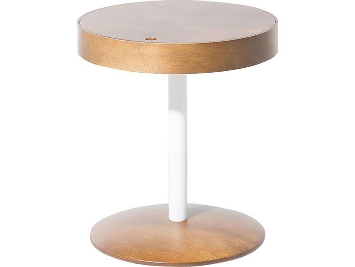 BELIANI Couchtisch Braun Gold Weiß Verdeckte Schublade Rund Modern Landhausstil