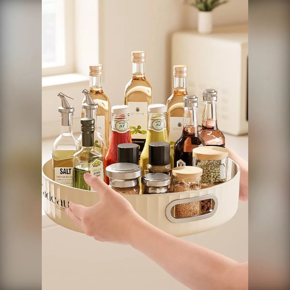 INF Organisateur de Cuisine Rotatif à 360° - Plateau Tournant Multifonctionnel pour Épices