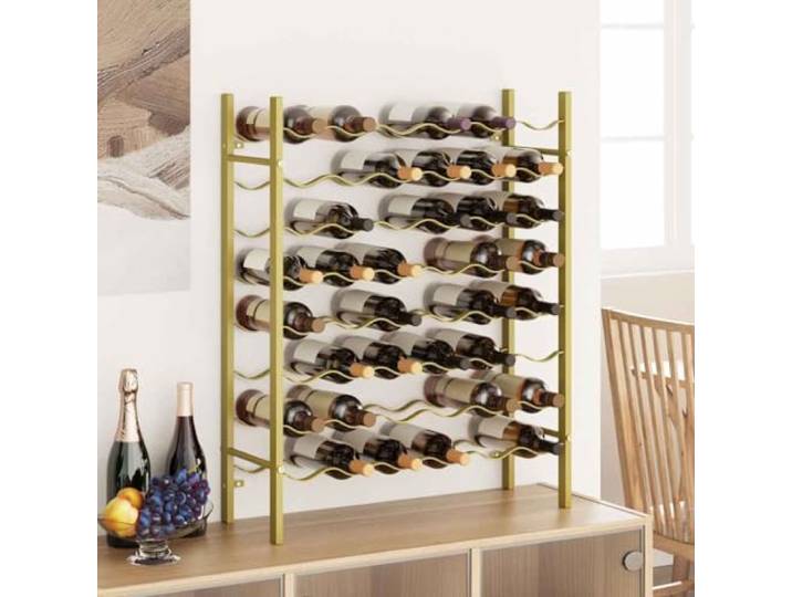 HBBMGYD Weinregal aus vergoldetem Metall, 48 Flaschen, 8 Ebenen Modernes Design, glatte Oberfläche, kratzfest, Wandbefestigung inklusive, für Küche und Bar
