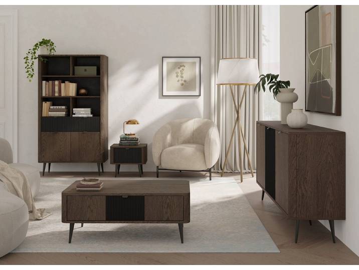 ROYAL24_MARKT Schlafzimmer-Set Marly Schlafzimmer-Set 4-teilig mit Regal mit Türen und Schublade, (Set, 4-tlg)