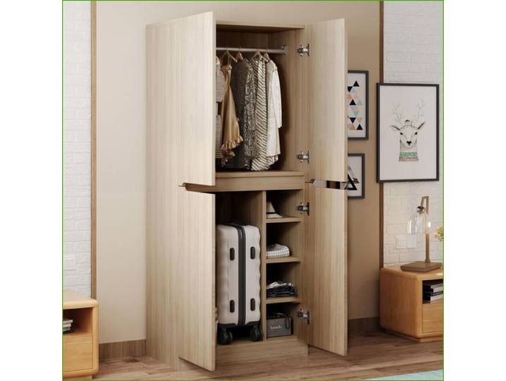 Armoire pour vêtements - Design à double porte avec compartiments - 70x40x170 cm - Couleur bois