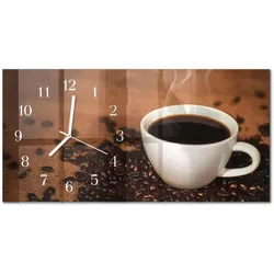 WANDUHR aus Glas 60x30 cm - Heißer Kaffee