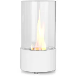 Moritz Ethanol Kamin Tischkamin 30 x 15 x 15 cm weiß I Tischfeuer rund I 300 ml Edelstahldose I Bioethanol Kamin I Bio Ethanol Kaminofen Indoor