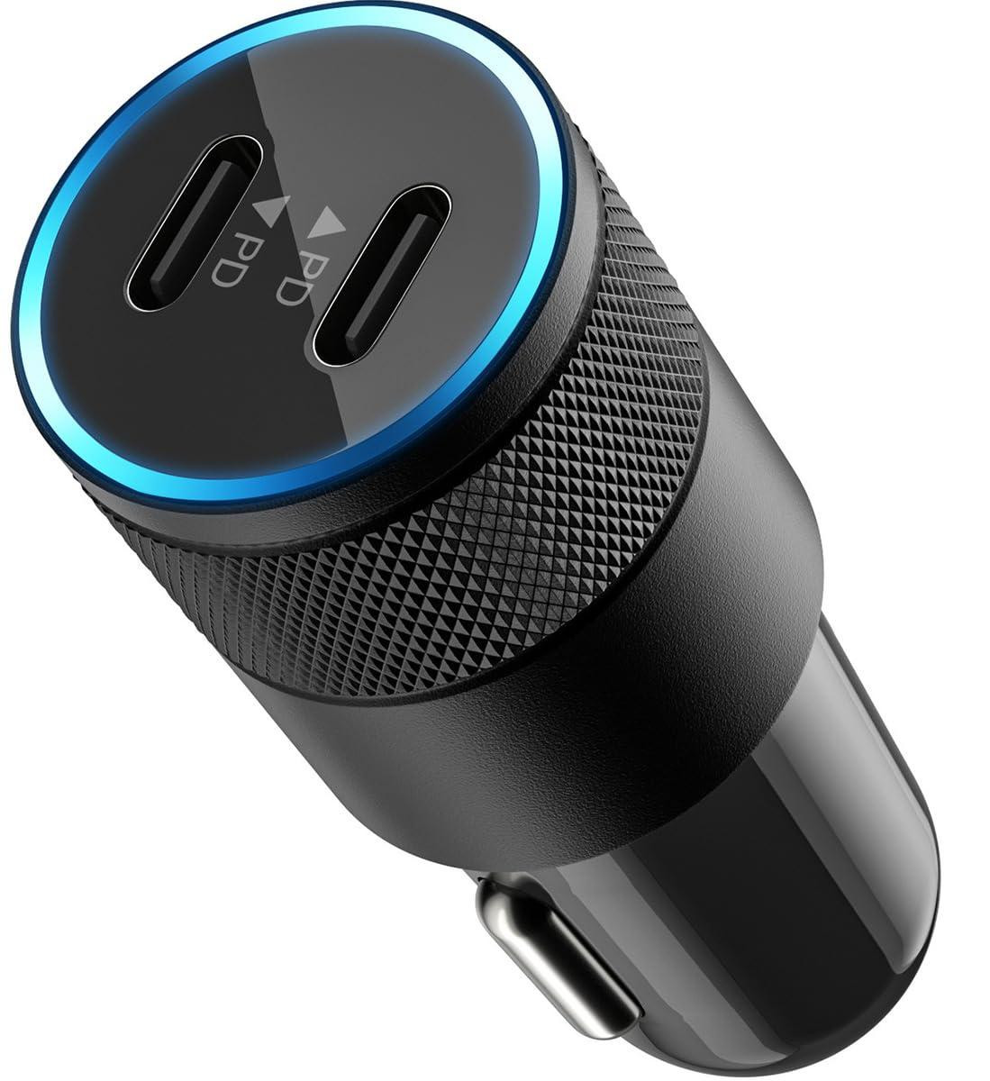 Dripio Autolader met dubbele USB-C poort, 40W, PD 3.0, zwart