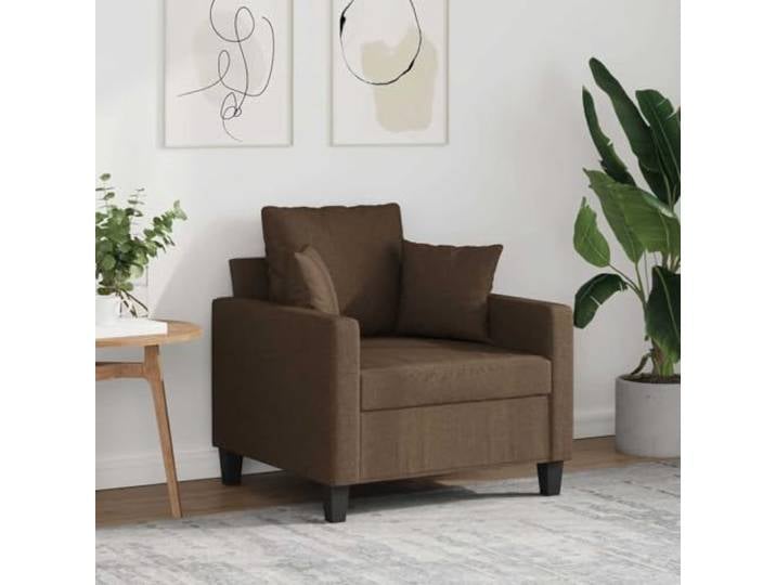 HEFZGDB Braun Sessel 60 cm Stoff Moderner Wohnzimmer Sessel mit Dicker Polsterung und Metallgestell für Entspannung Lesen Fernsehen Atmungsaktiver Bezug Robuste Konstruktion