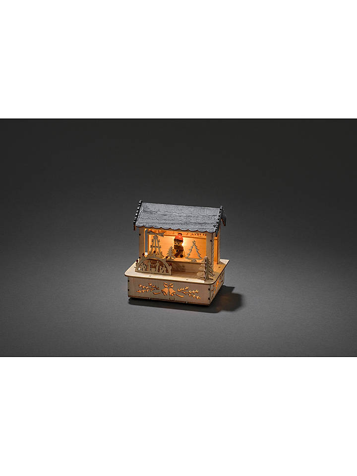 Konstsmide LED-Holzsilhouette "Marktstand mit grauem Dach" in Natur - onesize