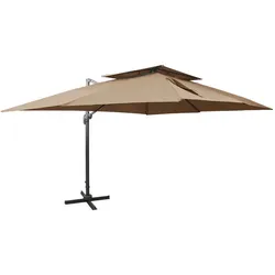Helloshop26 - Verstellbarer freitragender Gartenschirm neigbar 400 x 300 x 274 cm modernes Design taupefarbenes Polyester