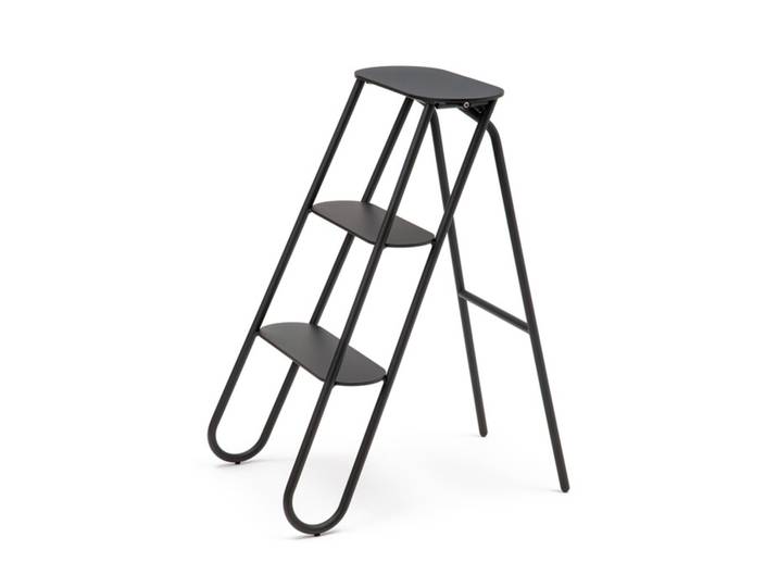 Tritt-Hocker Bukto Frost schwarz, Designer Bønnelycke MDD, 39x71x56 cm