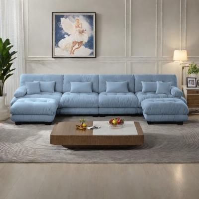 ZWYO HOSIMU "173.2"" Chenille Modular 4-Seater U-Shaped Cloud Sectional Sofa with 2 Ottomans"