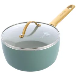 Greenpan Padova Reserve Stielkasserolle 18cm Himmelblau, Pfanne + Kochtopf, Blau, Gold