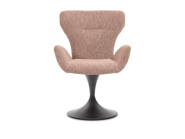 Musterring JustB! SP150 Schalensessel - in verschiedenen Bezugs-und Gestellvarianten - Jaquard Lodge blush - Tulpenfuß Metall Lack schwarz - ohne Funktion Drehfunktion, Rückholfunktion Modern, Skandinavisch