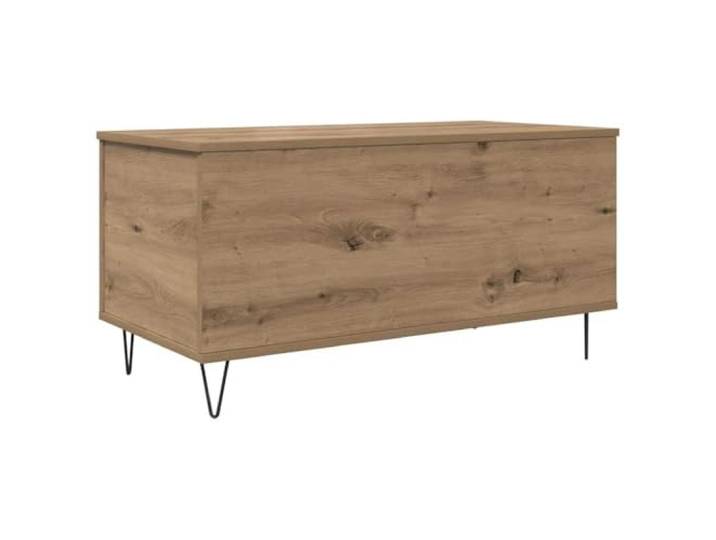 KUTYWEXFM Couchtisch mit Stauraum 90x44,5x45 cm Artisan-Eiche Praktischer Sofatisch für das Wohnzimmer im Industrie-Design mit aufklappbarem Fach und robusten Metallbeinen.