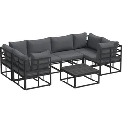 vidaXL Gartensofa-set mit Kissen 7 pcs Schwarz Aluminium