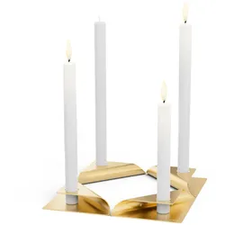 höfats Kerzenhalter-Set SQUARE CANDLE gold 4 Stück