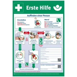 Aushang, Erste Hilfe gem. DGUV Information 204-001, 595 x 410 mm - 410x595 mm Folie selbstklebend