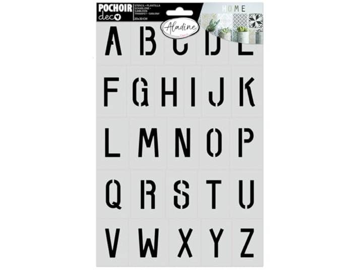 Decoratief sjabloon voor kleding, alfabet 1, 20 x 30 cm