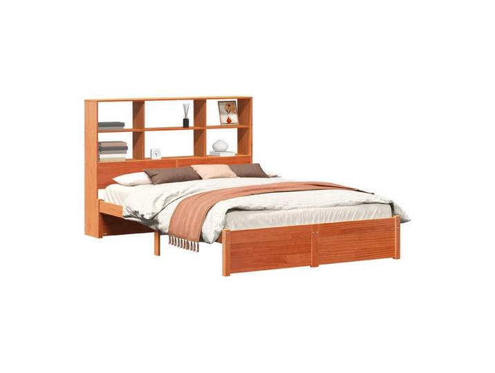 vidaXL Bett Bettgestell mit Aufbewahrungskopfteil Wachsbraun 150 x 200 cm (1-tlg)