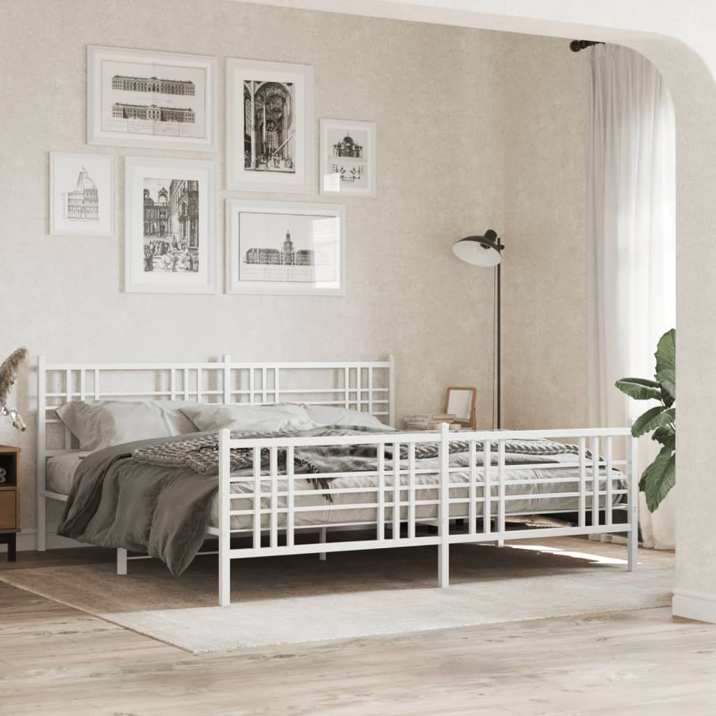 17 Stories Novarayne Metal Bed White 183 x 213 cm