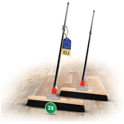 Novaliv 2X Saalbesen 50 cm mit Teleskopstiel Borsten Kunstborsten Besen fein Werkstattbesen mit Stiel Hallenbesen Industriebesen Hausbesen Kehrbesen Zimmerbesen Haarbesen Terassenbesen Besen weich