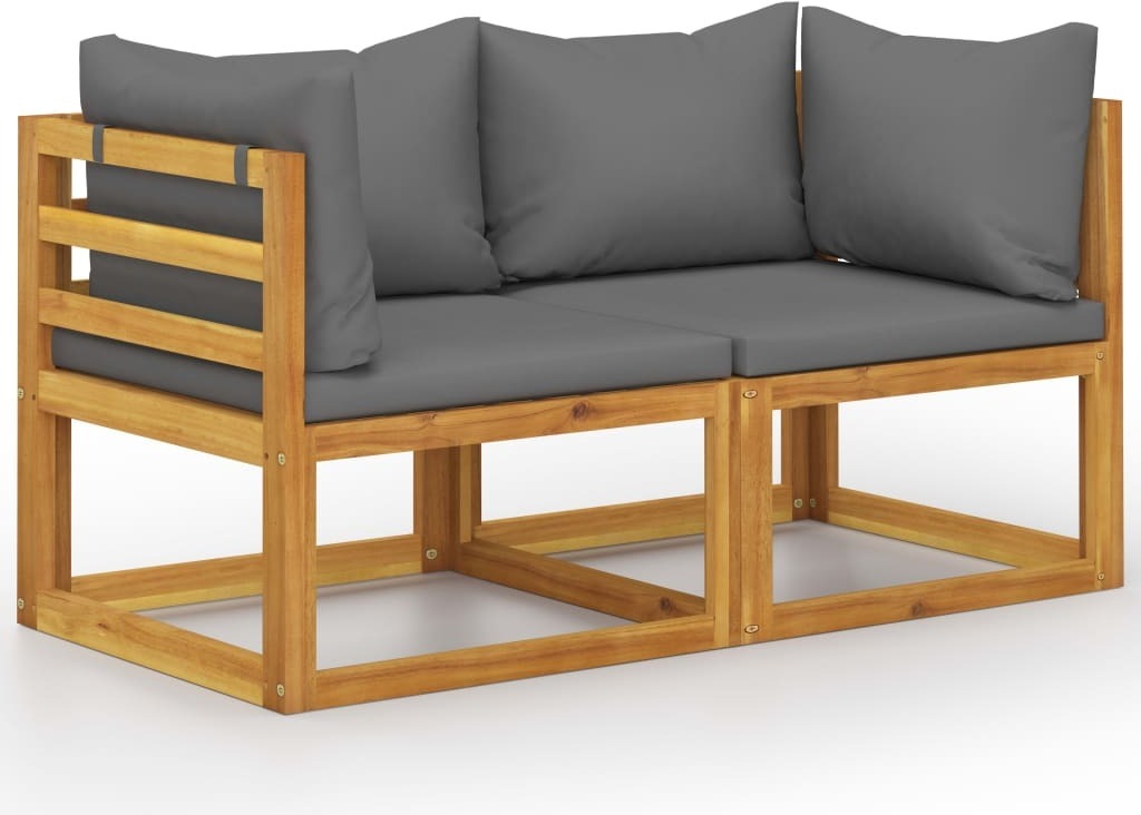 The Living Store 2-Sitzer-Gartenbank mit Dunkelgrauen Kissen