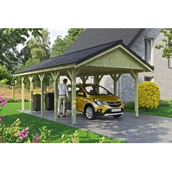 Skan Holz Wallgau - Satteldach Einzelcarport Breite 430 cm Gr. 0,5 - 430 x 500 cm Dachlattung schiefergrau Holzcarport