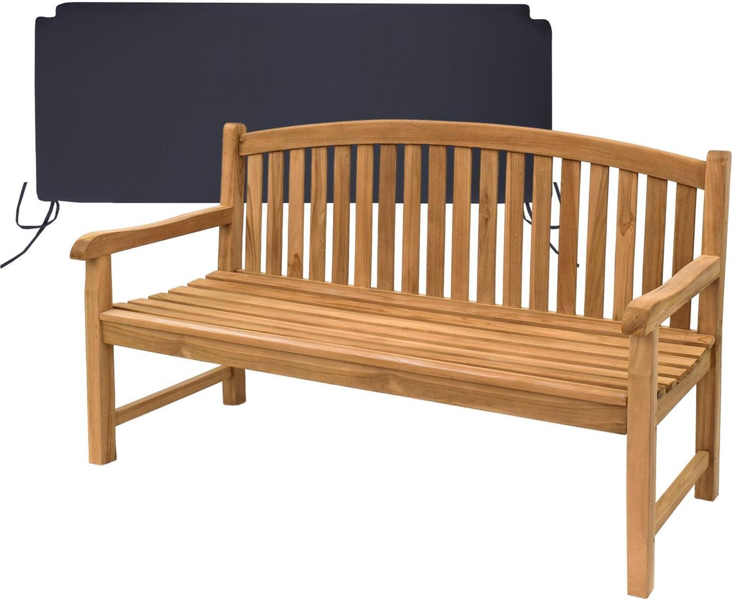 Teako Design Gartenbank Bari Teakholz Massiv 150x55x90cm schwarz