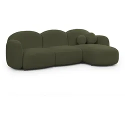 ECKSOFA Nuvola mit abgerundetem Design Grün Bouclé-Stoff - Ottomane Rechts