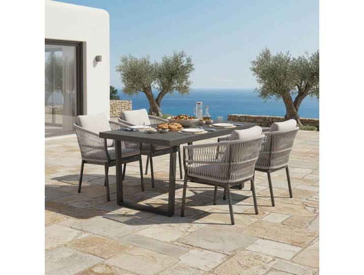 OUTLIV. Alicante Gartenmöbel-Set M (4 Plätze) Tisch 160x90cm Dunkelgrau Hellgrau