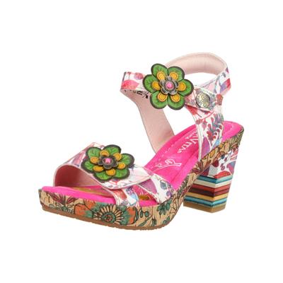 High-Heel-Sandalette LAURA VITA "LAURA VITA Sandalen Leder", Damen, Gr. 38, bunt (fuchsia), Leder, Schuhe
