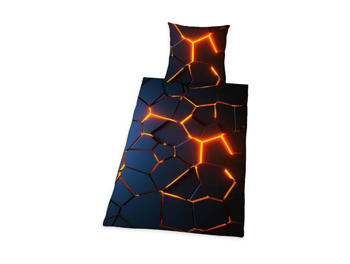 Kinderbettwäsche HERDING Bettwäschegarnitur 3 , orange (orange, schwarz), B/L: 160cm x 210cm, Perkal, B/L:, Perkal, Obermaterial: 100% Baumwolle, Bettwäsche, Kinderbettwäsche