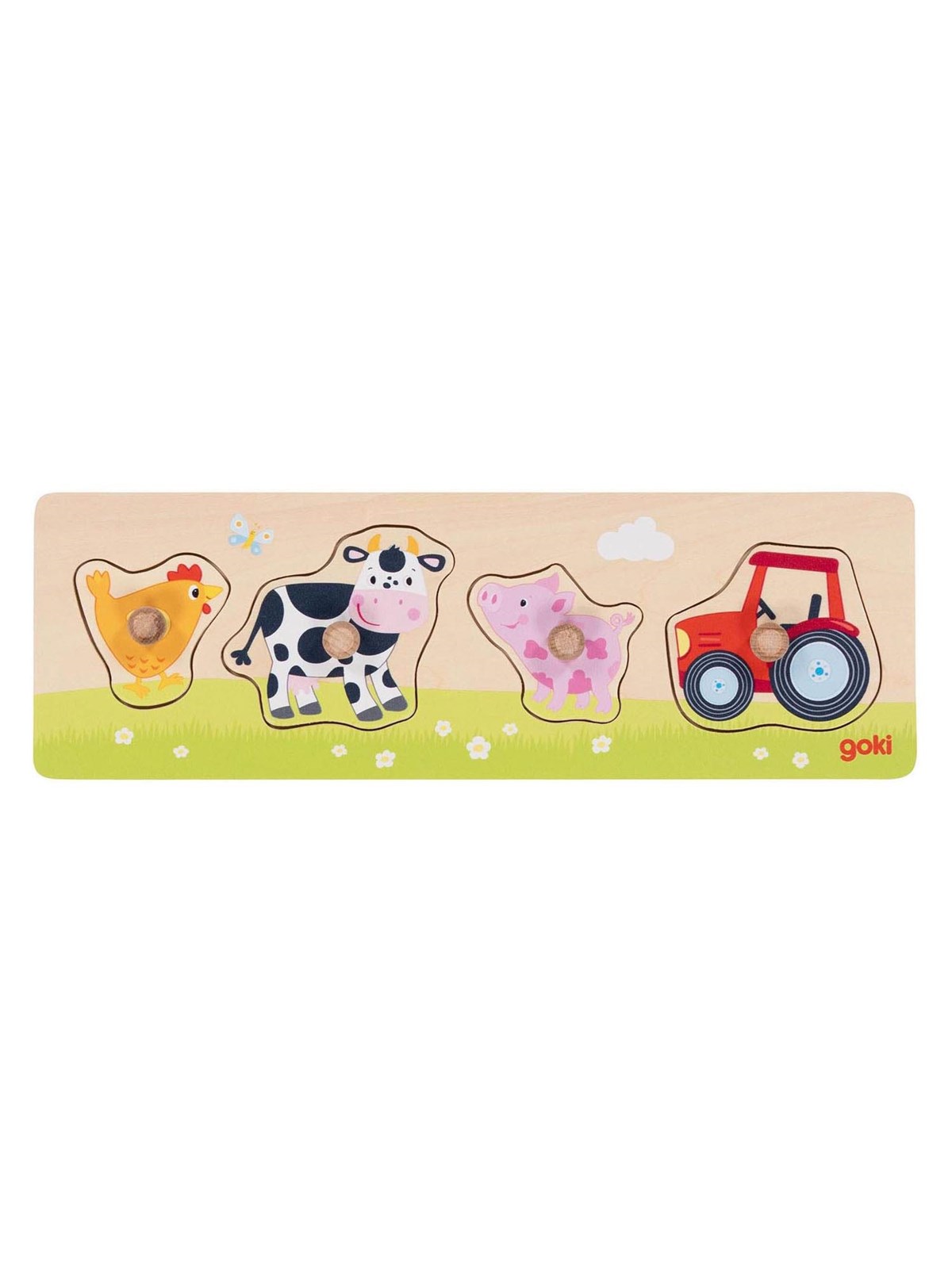 Goki Wooden Stud Puzzle On the Farm 4 pcs. Holz