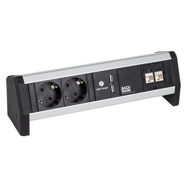 Bachmann Facility System DESK 2 x Schuko, 1 x USB Charger, 2 x Cat6 schafft optimale Voraussetzungen für das (2x, CEE 7/3, Typ 23, 2 m) (902.196)