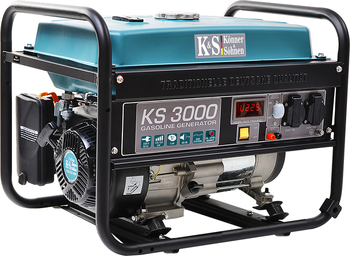 Könner & Söhnen KS 3000 Stromerzeuger,7 PS 4-Takt Benzinmotor, strom generator 3000 Watt,16A,230V Generator, Garage oder Camping