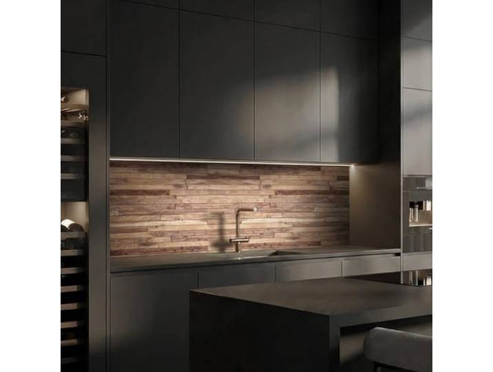 dedeco Küchenrückwand Holz V1 240x60cm Acrylglas 3mm Spritzschutz Küche Wasserfeste Küchenrückwand, 3 mm Acrylglas – fugenloser Fliesenersatz, pflegeleicht, Spritzschutz für Herd & Spüle