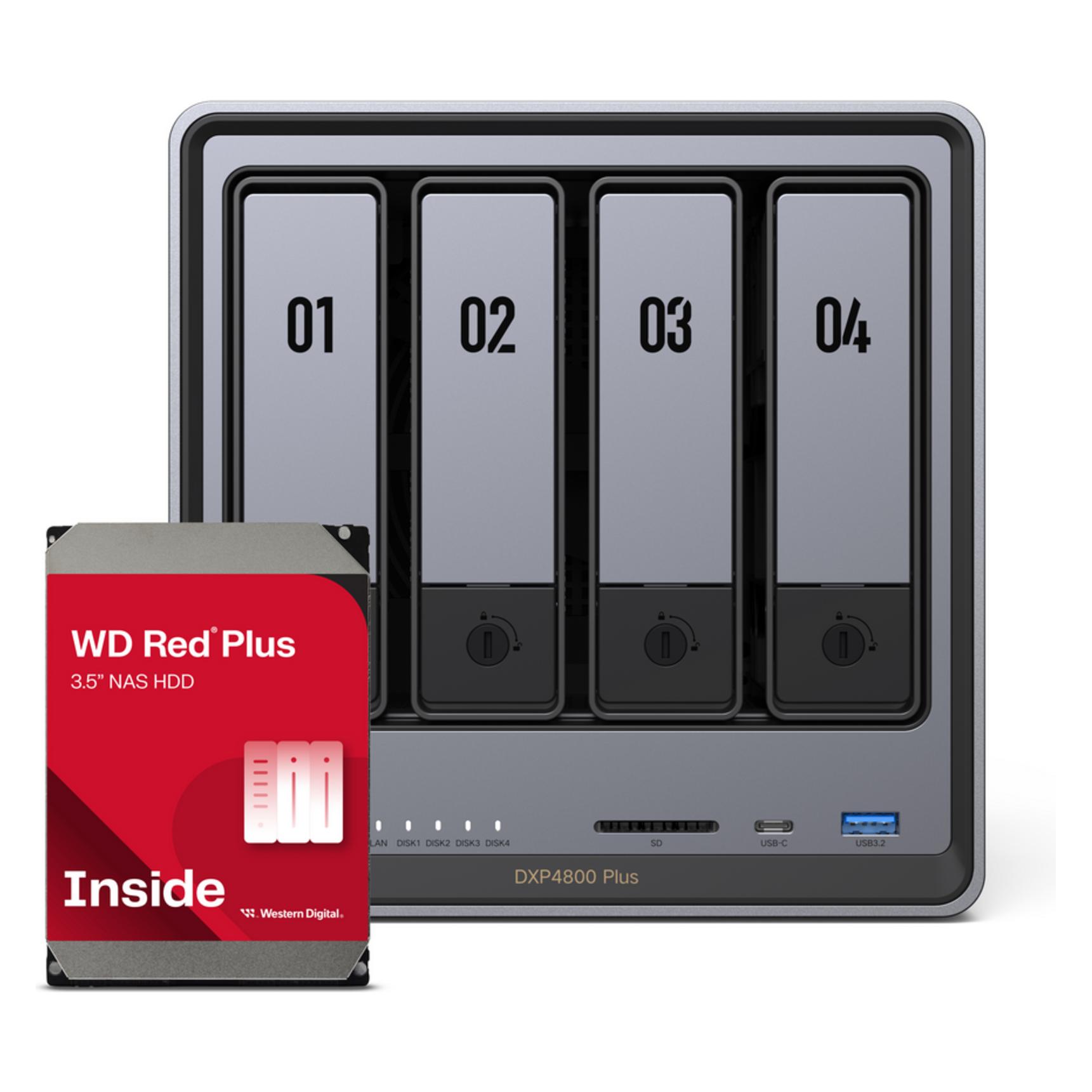 Ugreen DXP4800 Plus 4Bay 16TB NAS met 4x 4TB WD RED (4 x 4 TB, WD Red) (DXP4800P-44R)