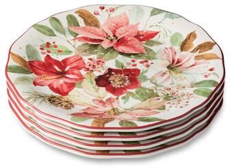 Certified International "Certifed International Winter Blooms Set of 4 Dinner Plates 11"" - 11 L x 11 W x 1.125 H"